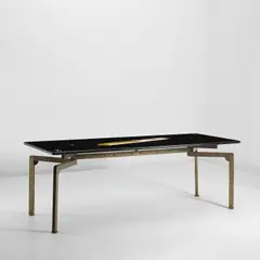 Unique dining table by Giò Pomodoro, 1987, Nero Belgio, Giallo Siena and Bianco Statuario marble, bronze, offered Nov 2022