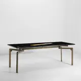 Giò Pomodoro, Unique dining table, 1987, Nero Belgio, Giallo Siena and Bianco Statuario marble, bronze
