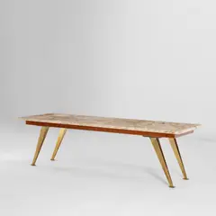 Low table by Gio Ponti, circa 1956, Marble, walnut-veneered wood, brass, offered Nov 2022