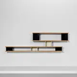 'Nuage' wall-mounted shelf by Charlotte Perriand, circa 1959, Oak-veneered wood, painted aluminium, aluminium, sold Nov 2022