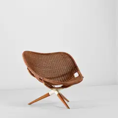 Joseph-André Motte, Lounge chair, circa 1949, Rattan, beech, painted steel