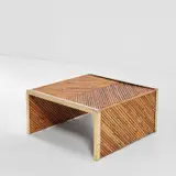 Gabriella Crespi, Low table, model no. 687, from the 'Rising Sun' series, circa 1975, Malacca rattan covered wood, Malacca rattan, brass