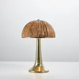 Gabriella Crespi, 'Fungo' table lamp, from the 'Rising Sun' series, circa 1973, Malacca rattan, brass
