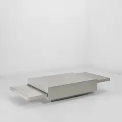 '2000' extendable coffee table, from the 'Plurimi' series by Gabriella Crespi, circa 1970, Stainless steel covered wood, sold Nov 2022