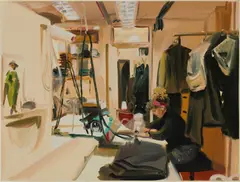 Study for Machining by Caroline Walker, 2019, oil on paper, offered Mar 2022