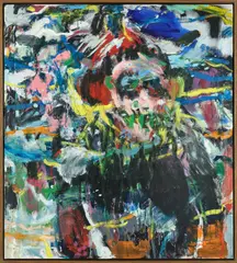 Misheck Masamvu, Twitching Bulb, 2022, oil on canvas, in artist's frame