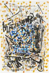 Pam Evelyn, Hesitate, 2022, lithograph and paint on paper