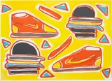 Katherine Bernhardt, Cheese Burger Deluxe, 2016, lithograph on Somerset paper