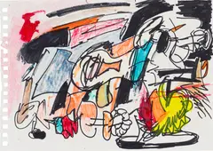 Eddie Martinez, Untitled, 2015, marker and crayon on paper