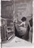 Caroline Walker, Descent To The Basement, 2010, ink on paper