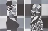 Derrick Adams, Woman and Man in Grayscale