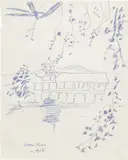 Herai Shrine Kyoto, Japan by Andy Warhol, 1956, ballpoint pen on mead paper, sold May 2022