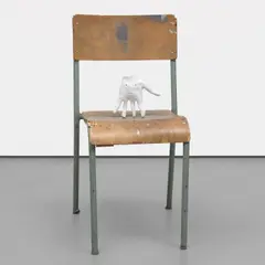 Mr Hand by David Shrigley, 2001, painted bronze, screws and chair, sold May 2022
