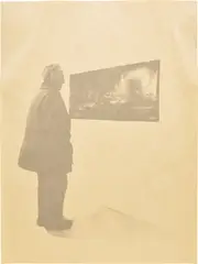 Cheyney Thompson, Property Owner Looking at a Poster of Cologne. No Response, 2006, inkjet print on newspaper