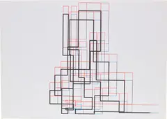 Random Polygonal Train Horizontal/Vertical by Frieder Nake, 1965, computer-generated ink on paper, offered Jul 2022