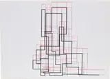 Frieder Nake, Random Polygonal Train Horizontal/Vertical, 1965, computer-generated ink on paper