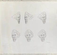Charles Csuri, Six Bearded Men, 1967, computer-generated ink on plotter paper