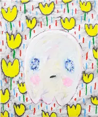 Adam Handler, Golden Tulip Field Ghost, 2021, oil stick and acrylic on canvas