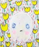 Adam Handler, Golden Tulip Field Ghost, 2021, oil stick and acrylic on canvas