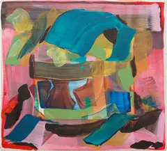 Marley Freeman, Punting Strollers, 2016, acrylic on antique linen