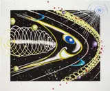 Kenny Scharf, Space Travel, 2001, etching on paper with hand-painted acrylic
