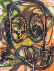 Aboudia, Untitled, 2011, acrylic and oil pastel on paper