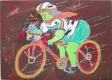Misaki Kawai, SATAN BIKE, 2007, acrylic and fabric collage on canvas