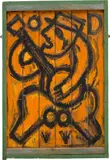 Billy Childish, Orange Man with Banjo, 1995, oil on panel, in artist's frame
