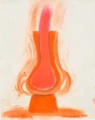 Red Throne by David Nash, 1989, pastel on paper, sold Jul 2022