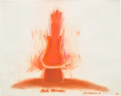 Red Throne by David Nash, 1989, pastel on paper, sold Jul 2022