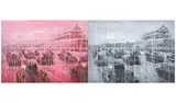 Sheng Qi, National Parade - Tank (Red & Black), 2007, acrylic on canvas, diptych