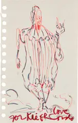 Untitled by George Condo, coloured pencil and crayon on paper, mounted on card, offered Oct 2022