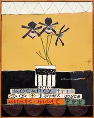 Jordy Kerwick, Untitled, 2019, oil, canvas collage, graphite and acrylic on canvas, in artist's frame