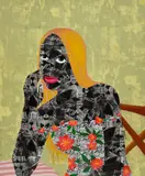 Odinakachi Okoroafor, Yellow Hair, 2021, acrylic and photo transfer on canvas