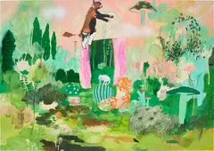 Tomoko Nagai, Garden Room, 2009, acrylic, coloured pencil, graphite, ink, pastel, and glitter on paper, mounted on panel