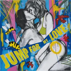 Stuart Semple, Jump for my Love, 2006, acrylic, charcoal, spray paint, marker pen and glitter on canvas