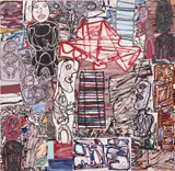 Jean Dubuffet, La féconde journée, acrylic on paper collage on canvas