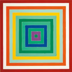 Frank Stella, Scramble: Ascending Spectrum / Ascending Green Values, 1977, acrylic on canvas