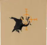 Banksy, Love is in the Air, 2003, spray paint on cardboard