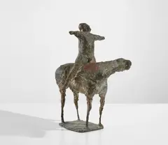 Piccolo cavaliere by Marino Marini, 1949, painted and hand-chiselled bronze with brown and green patina, sold Apr 2021