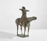 Marino Marini, Piccolo cavaliere, 1949, painted and hand-chiselled bronze with brown and green patina