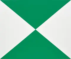 Aquila Verde by Carmen Herrera, 2015, acrylic on canvas, sold Apr 2021