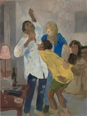 Salman Toor, Dancing to Whitney, 2018, oil on panel