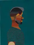 Derrick Adams, Interior Life (Figure 13), 2019, acrylic, graphite and fabric collage on paper