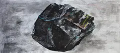 Cy Gavin, Portrait: Hunger, 2015, tattoo ink, chalk, acrylic, powdered graphite and paint stick on cotton twill