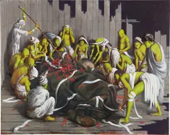 Blattschlaf by Jonas Burgert, 2009, oil on canvas, sold Apr 2021