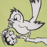 Banksy, Bird with Grenade, 2005, spray paint and acrylic on canvas