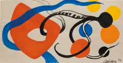 Dialogue marin by Alexander Calder, 1971, gouache and ink on paper, sold Apr 2021