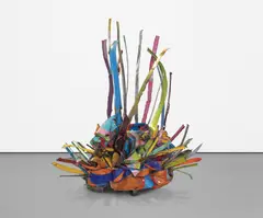 John Chamberlain, Mezzomangle, 2007, painted and chromium-plated steel