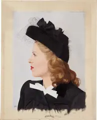 Femme de profil au chapeau noir by Bernard Boutet de Monvel, 1945, oil and graphite on canvas, sold Apr 2021
